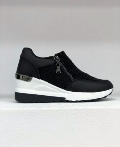SNEAKERS BLACK/WHITE ME ΔΙΠΛΟ ΦΕΡΜΟΥΑΡ ΚΑΙ ΣΤΡΑΣ - Image 2