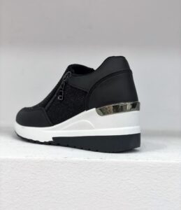 SNEAKERS BLACK/WHITE ME ΔΙΠΛΟ ΦΕΡΜΟΥΑΡ ΚΑΙ ΣΤΡΑΣ - Image 3