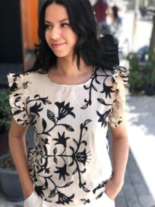 ΜΠΛΟΥΖΑΚΙ ΑΣΠΡΟ ΜΕ ΜΑΥΡΕΣ ΛΕΠΤΟΜΕΡΕΙΕΣ/ ΑΜΑΝΙΚΟ ΠΟΥΠΛΙΝΑ