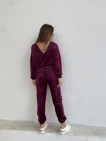 Velvet Σετ Φόρμας Με Χρυσή Λεπτομέρεια Μπορντό - Image 2