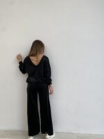 Velvet Σετ Φόρμας Με Χρυσή Λεπτομέρεια Μαύρη - Image 2