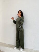 Set Φόρμες Velvet Λαδί - Image 2