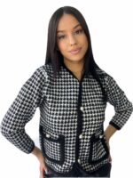 Ζακέτα ασπρόμαυρη με άσπρα κουμπιά