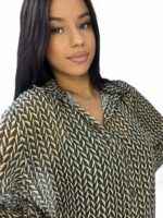 Συθρού πουκαμίσα λαδί με χρυσές λεπτομέρειες