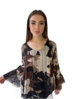 Μπλούζα εμπριμέ καφέ