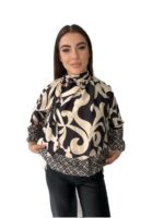 μπλούζα εμπριμέ με μπεζ λεπτομέρειες