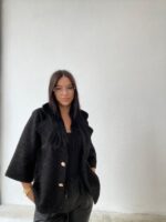 Μαύρο παλτό με χρυσές λεπτομέρειες 3/4 μανίκι