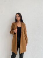 Παλτό μακρύ με κουμπί & τσέπες-Peanut Butter (Ταμπά)