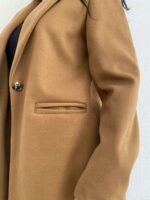 Παλτό μακρύ με κουμπί & τσέπες-Peanut Butter (Ταμπά) - Image 2