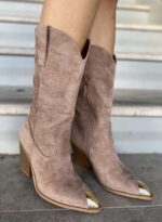 Ταμπά Σουέτ Cowgirl Μπότες με Τακούνι