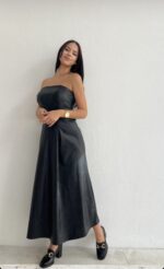 Φόρεμα Strapless Δερμάτινο - Image 2