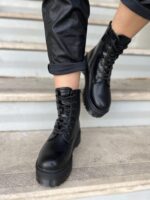 Μαύρα Chunky Αρβυλάκια με Κορδόνια & Φερμουάρ