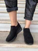 Μαύρα Slip On Sneakers με Στρας