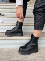 Μαύρα Chunky Αρβυλάκια με Κορδόνια & Φερμουάρ - Image 2