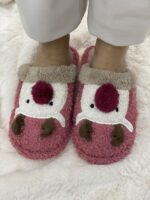 Γούνινες παντόφλες σάπιο μήλο με σχέδιο τάρανδο