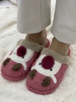 Γούνινες παντόφλες σάπιο μήλο με σχέδιο τάρανδο - Image 2