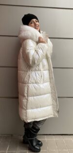 Μακρύ Λευκό μπουφάν - Image 2