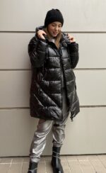 Μπουφάν Καπιτονέ Γυαλιστερό Μαύρο Χρώμα