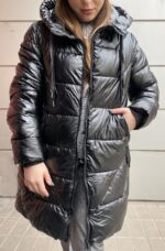 Μπουφάν Καπιτονέ Γυαλιστερό Μαύρο Χρώμα - Image 4