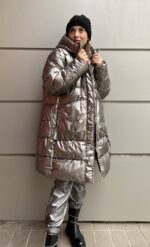 Μακρύ Καπιτονέ Μεταλιζέ Ασημί χρώμα