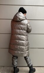 Μακρύ Καπιτονέ Μεταλιζέ Ασημί χρώμα - Image 3