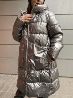 Μακρύ Καπιτονέ Μεταλιζέ Ασημί χρώμα - Image 4