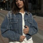 Τζιν τζάκετ με στρας - Μπλε - Image 2